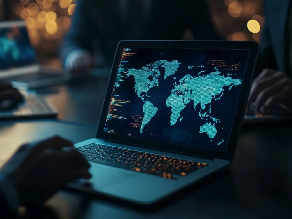 Global connectivity work on laptop 1000